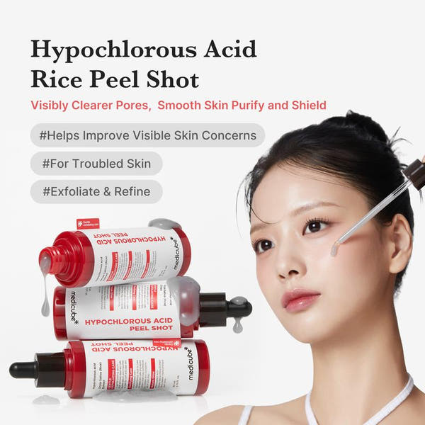 Hypochlorous Acid Rice Peel Shot Duo — Face & Body Exfoliating Serum