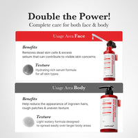 Hypochlorous Acid Rice Peel Shot Duo — Face & Body Exfoliating Serum